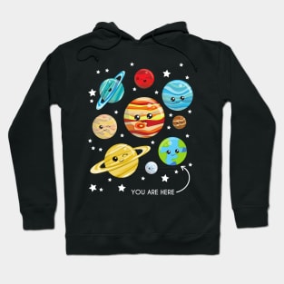 Cute Planets, Kawaii Planets, Space, Cosmos, Stars Hoodie